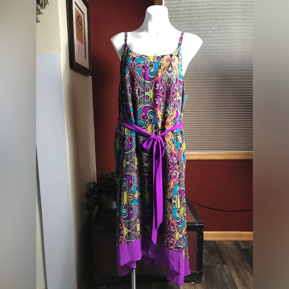 🏇Lane Bryant Colorful Paisley Dress with Purple Accents - Picture 9 of 10